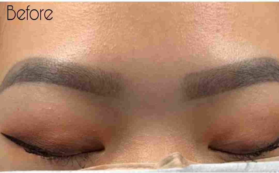 Old microblading — before removal, real client